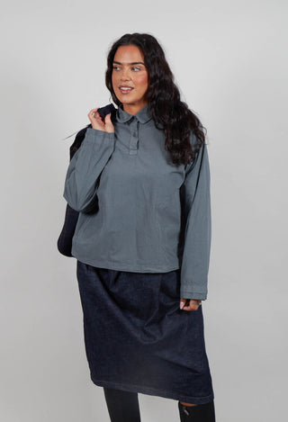 Long Sleeve Polo Shirt in Asfalto