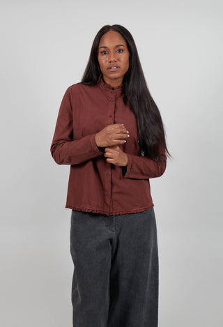 Shirt with Ruffle Collar in Amarena