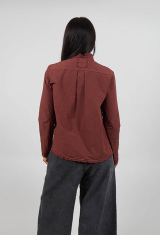 Shirt with Ruffle Collar in Amarena
