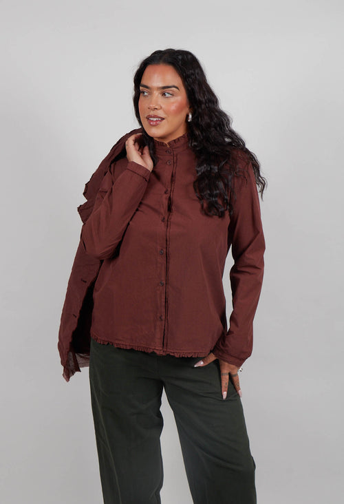 Shirt with Ruffle Collar in Amarena