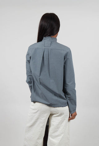 Shirt with Ruffle Collar in Asfalto