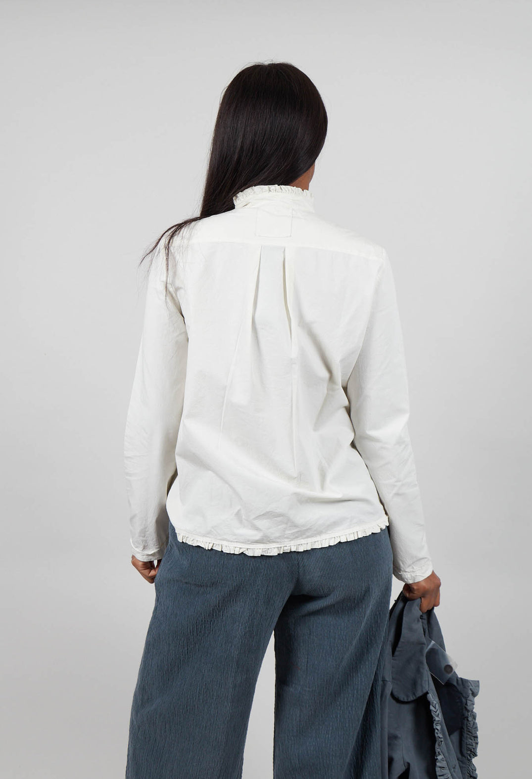 Shirt with Ruffle Collar in Chalk