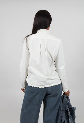 Shirt with Ruffle Collar in Chalk