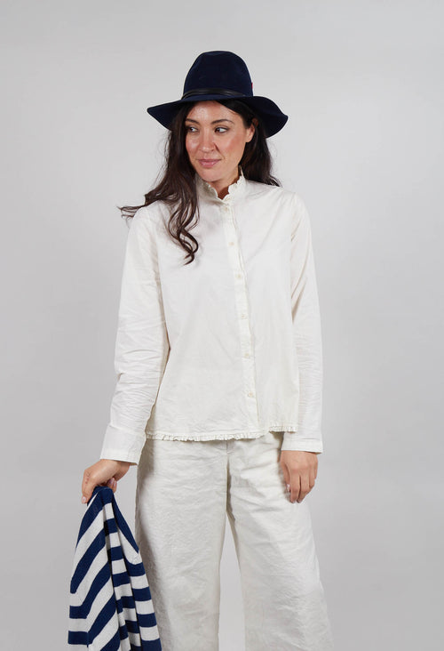 Shirt with Ruffle Collar in Chalk