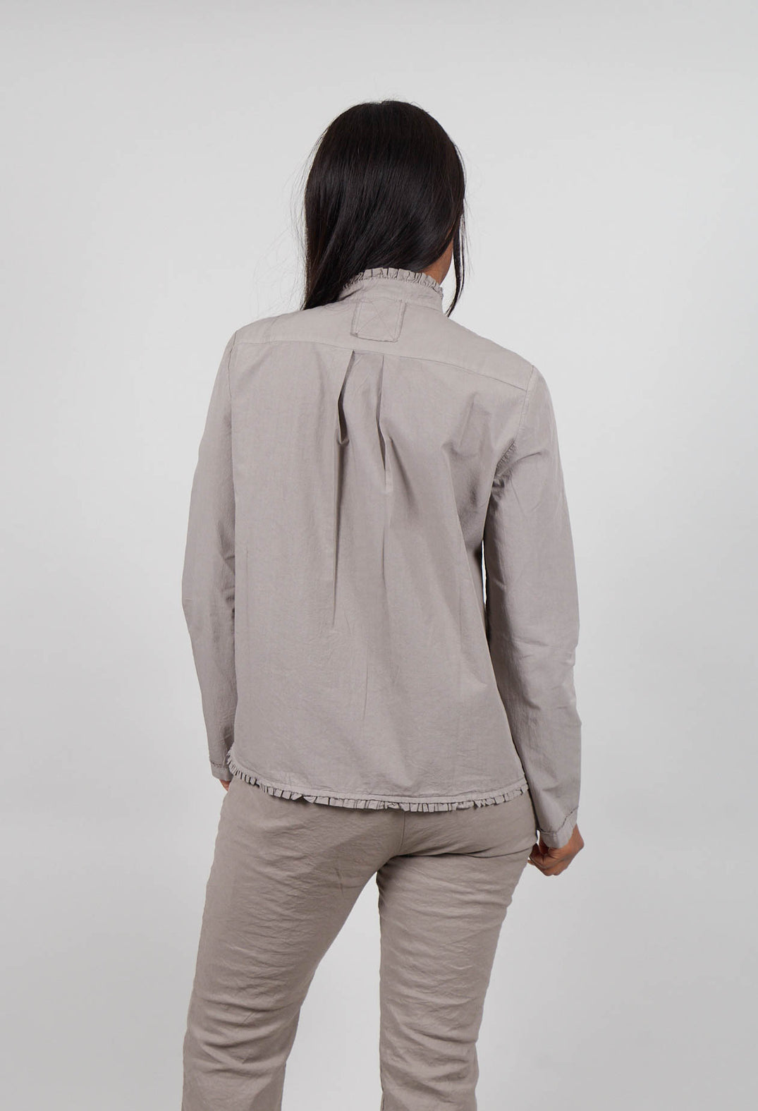 Shirt with Ruffle Collar in Tortora