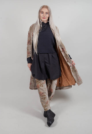 Mae Coat in Velours Ras Fleurs Sauge