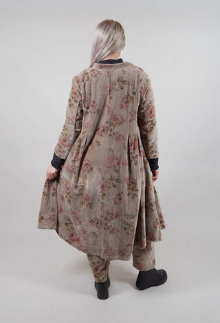 Mae Coat in Velours Ras Fleurs Sauge
