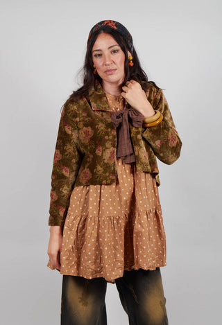 Enoa Jacket in Velours Ras Fleurs Foret