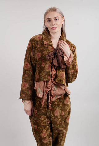 Enoa Jacket in Velours Ras Fleurs Foret