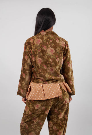 Enoa Jacket in Velours Ras Fleurs Foret