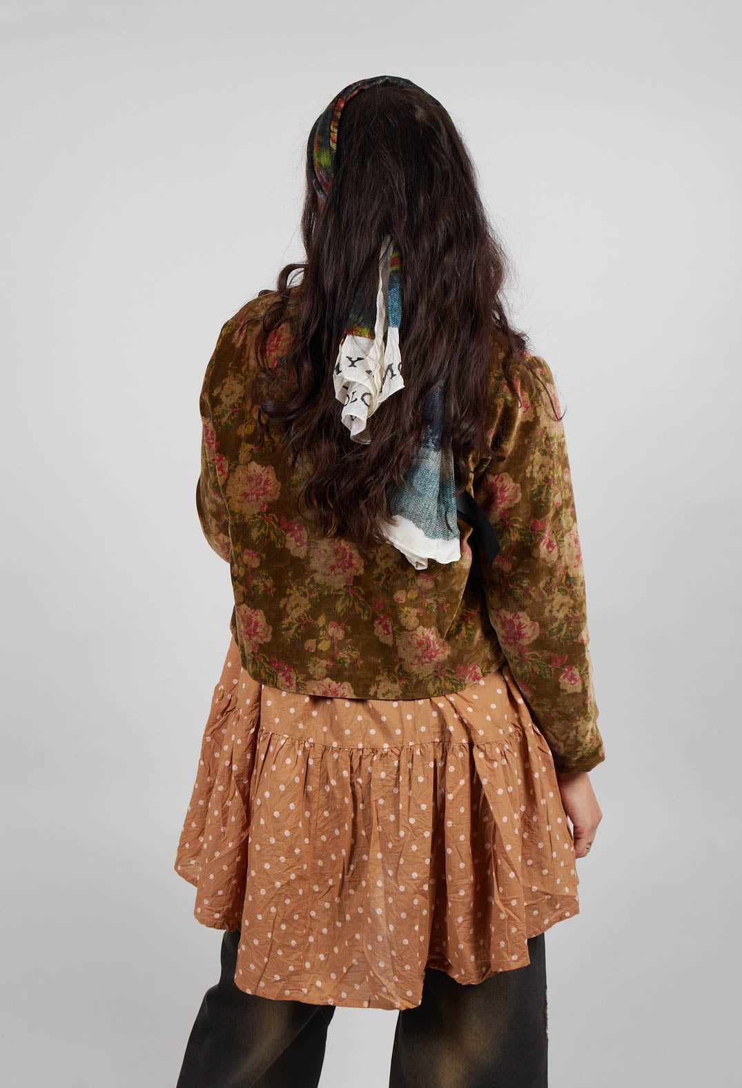Enoa Jacket in Velours Ras Fleurs Foret