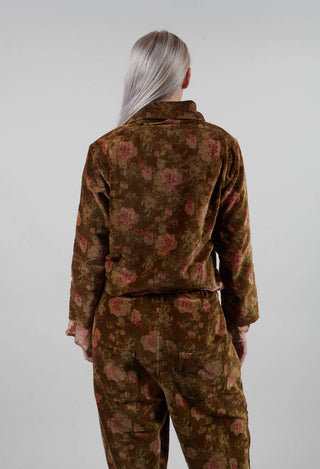 Enoa Jacket in Velours Ras Fleurs Foret