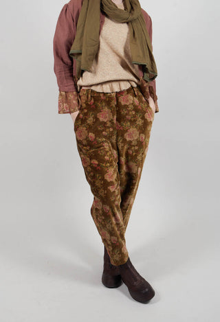 Gaston Trousers in Velours Ras Fleurs Foret