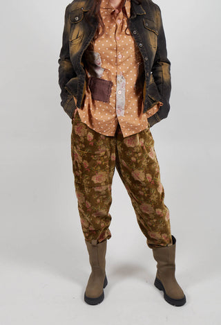 Gaston Trousers in Velours Ras Fleurs Foret