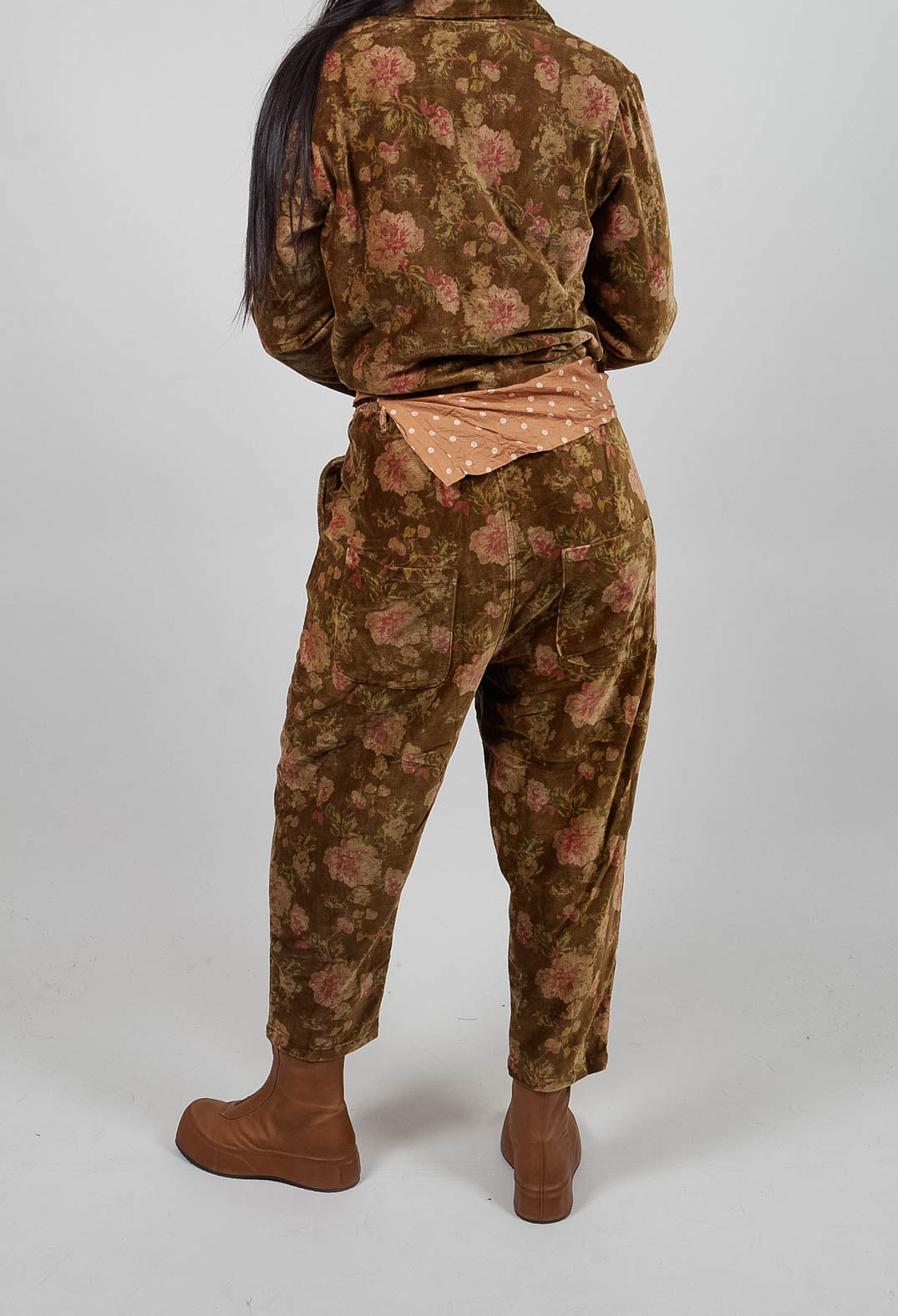 Gaston Trousers in Velours Ras Fleurs Foret
