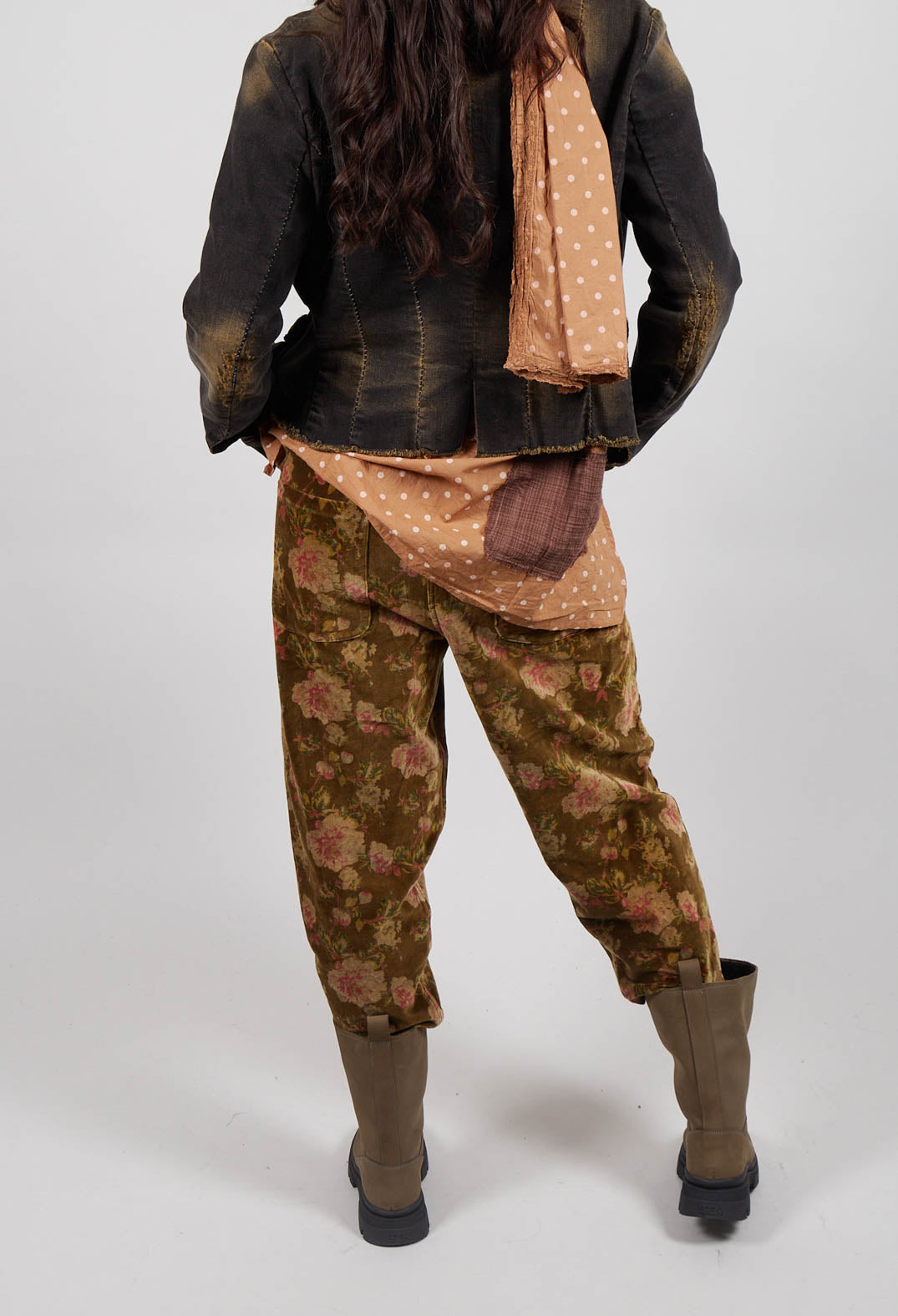 Gaston Trousers in Velours Ras Fleurs Foret