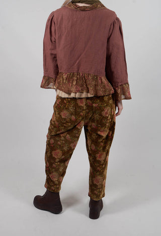 Gaston Trousers in Velours Ras Fleurs Foret