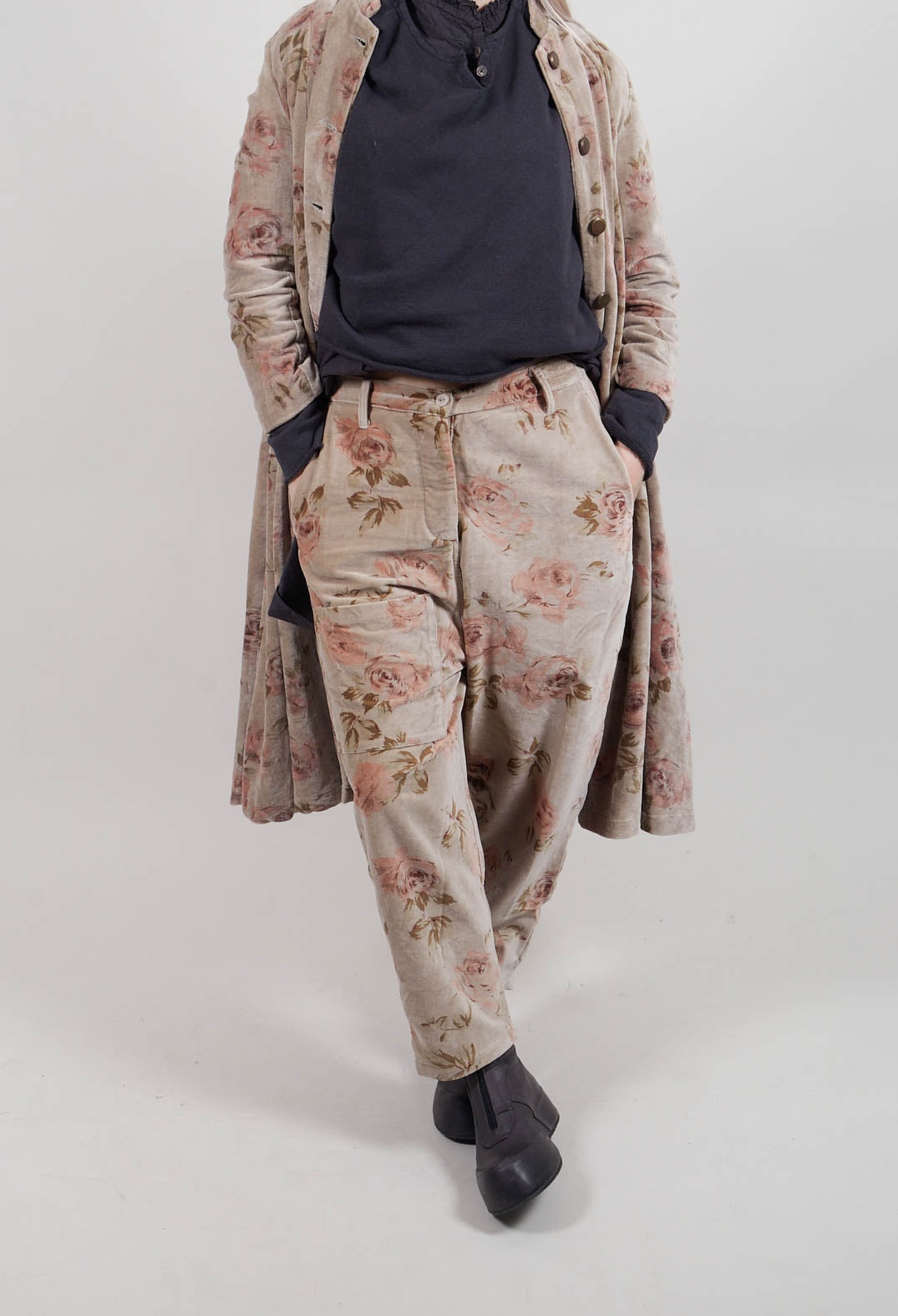 Gaston Trousers in Popeline Fleurs Sauge