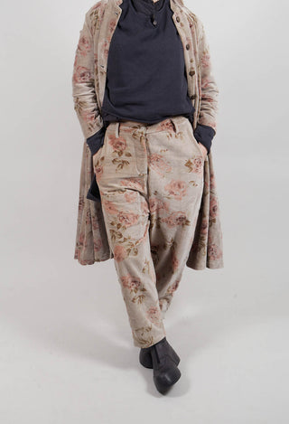 Gaston Trousers in Popeline Fleurs Sauge