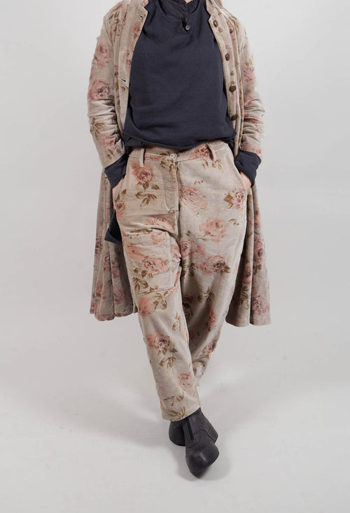 Gaston Trousers in Popeline Fleurs Sauge