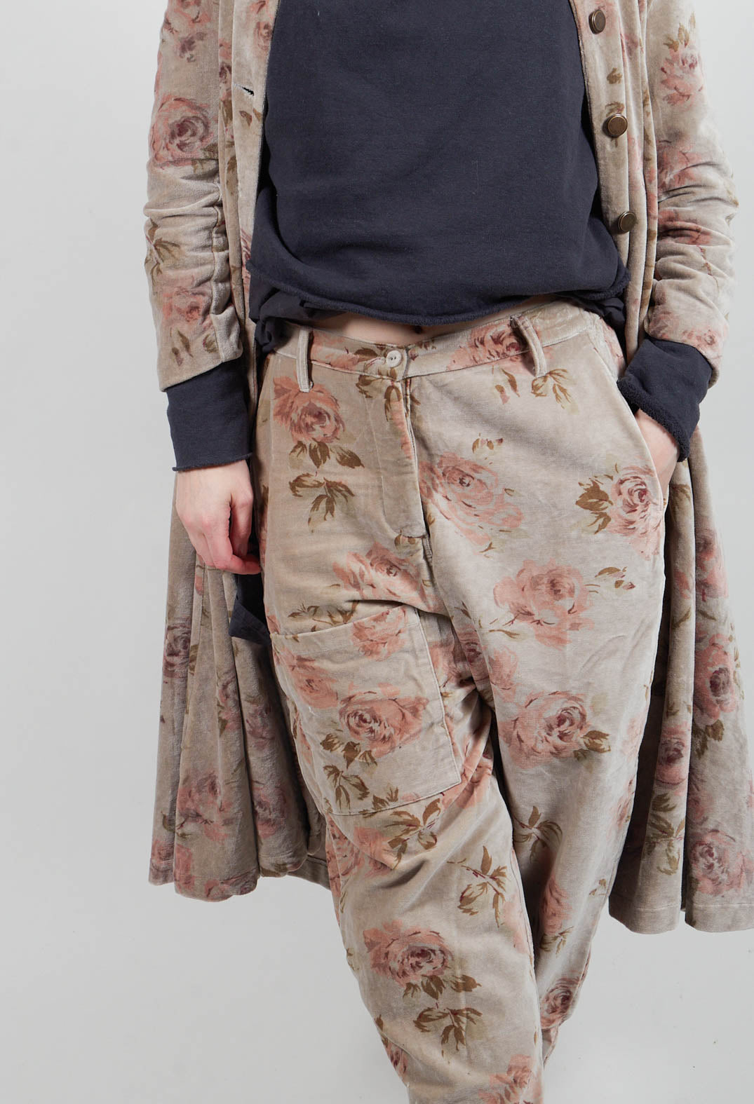 Gaston Trousers in Popeline Fleurs Sauge