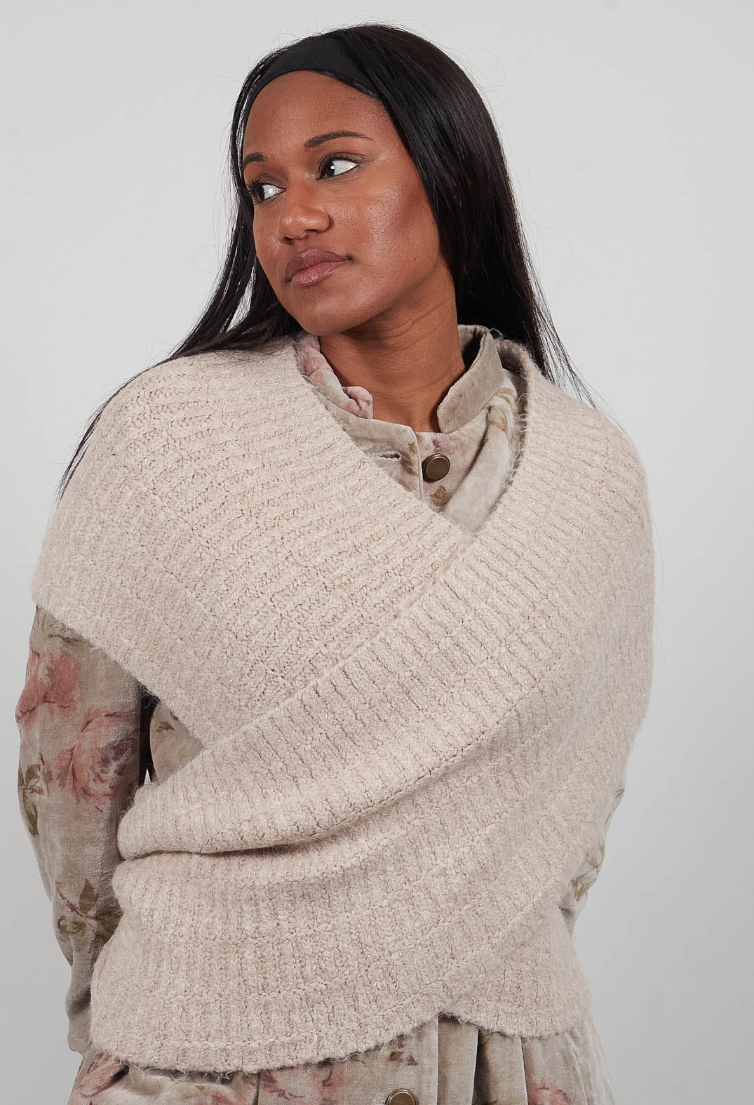 Cache Coeur Scarf Laine Beige