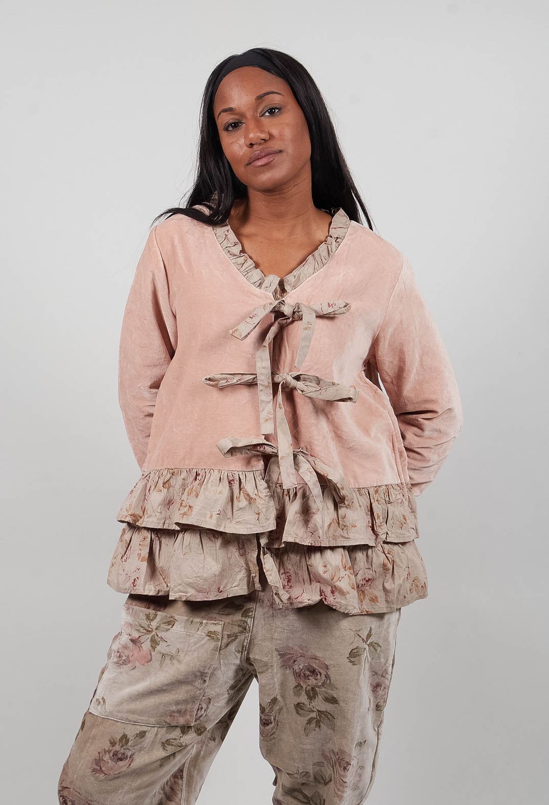 Riri Jacket in Velours Ras Rose
