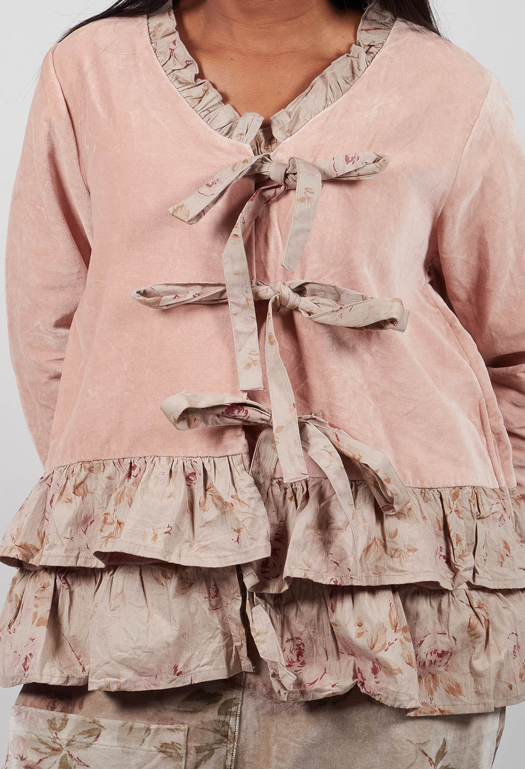 Riri Jacket in Velours Ras Rose