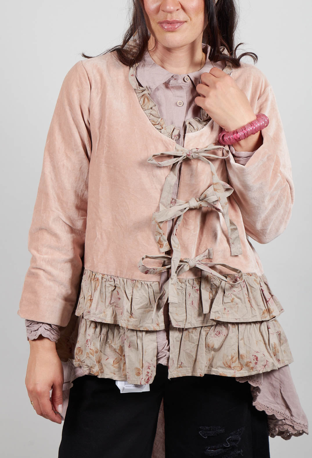 Riri Jacket in Velours Ras Rose