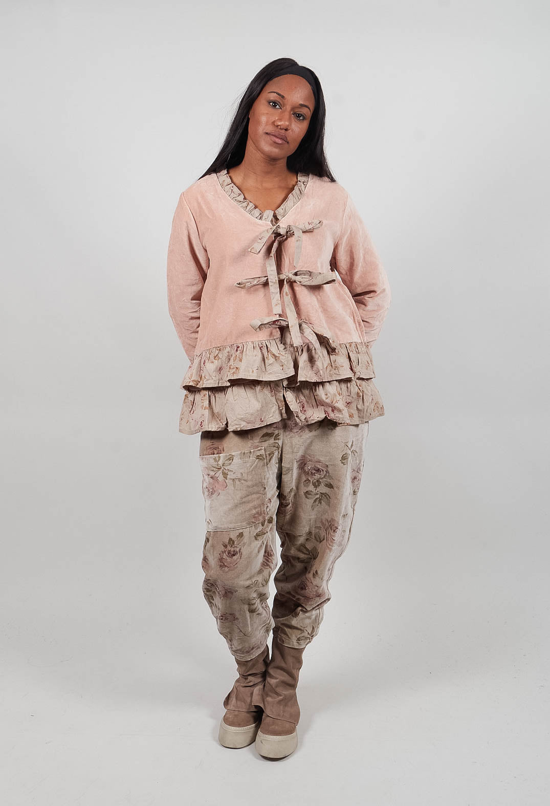 Riri Jacket in Velours Ras Rose
