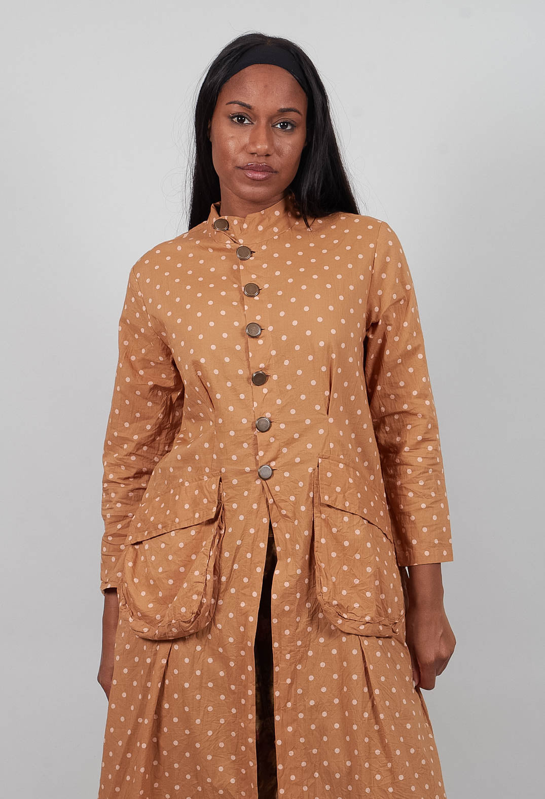 Atea Coat in Pois Rose