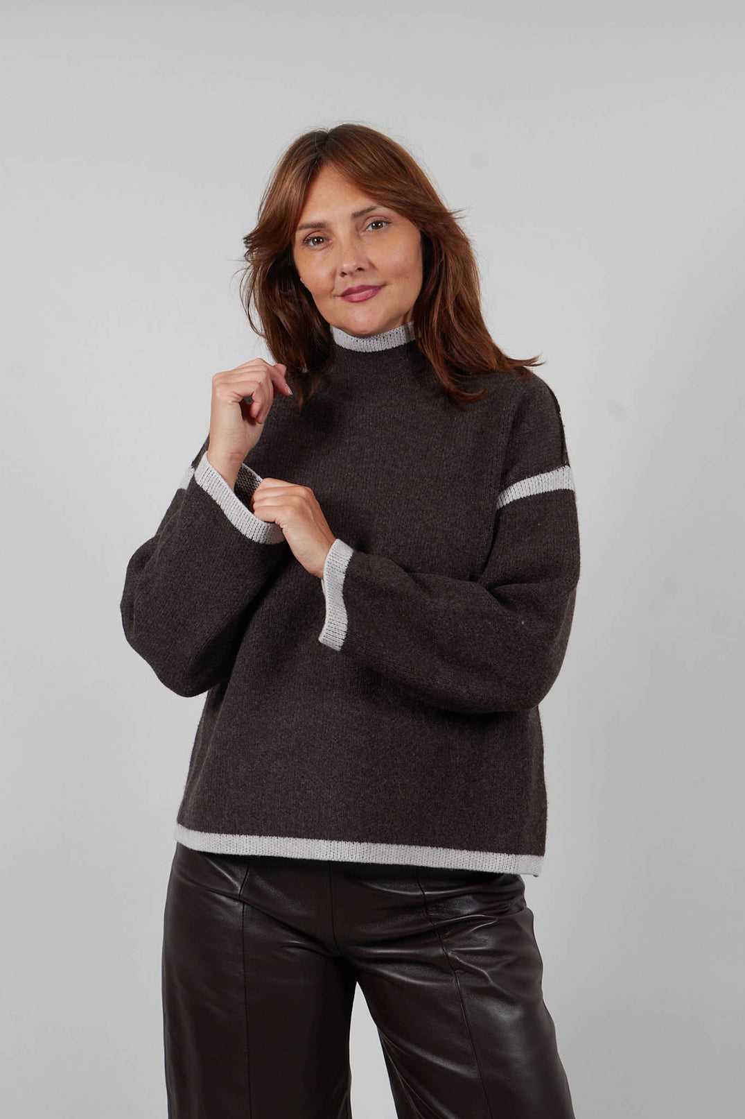 Cowl Neck Jumper in Coffee