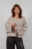 Oversized Cropped Knit Jumper in Caramel Marl