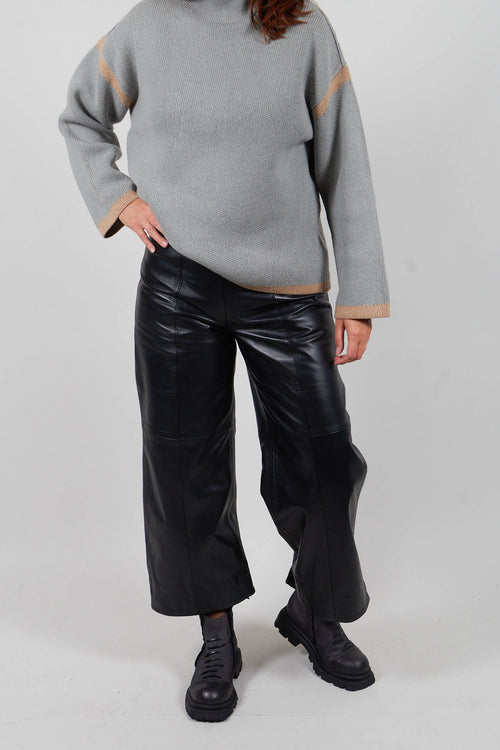 Leather Tux Trousers in Black