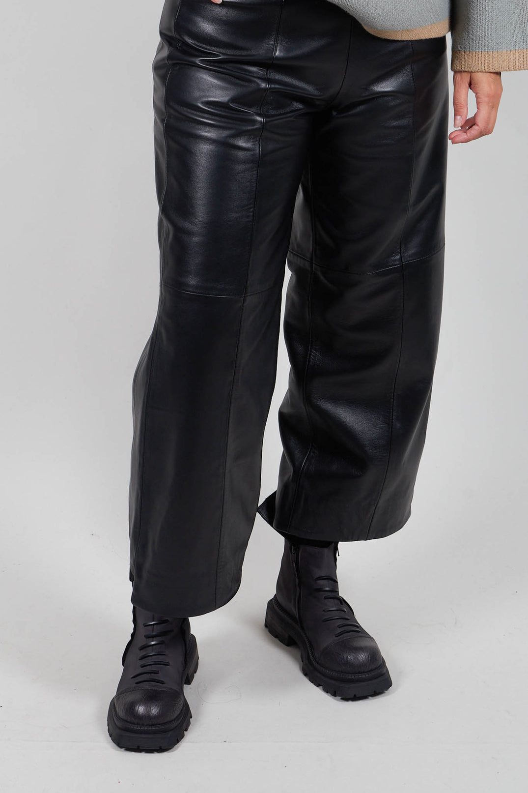 Leather Tux Trousers in Black