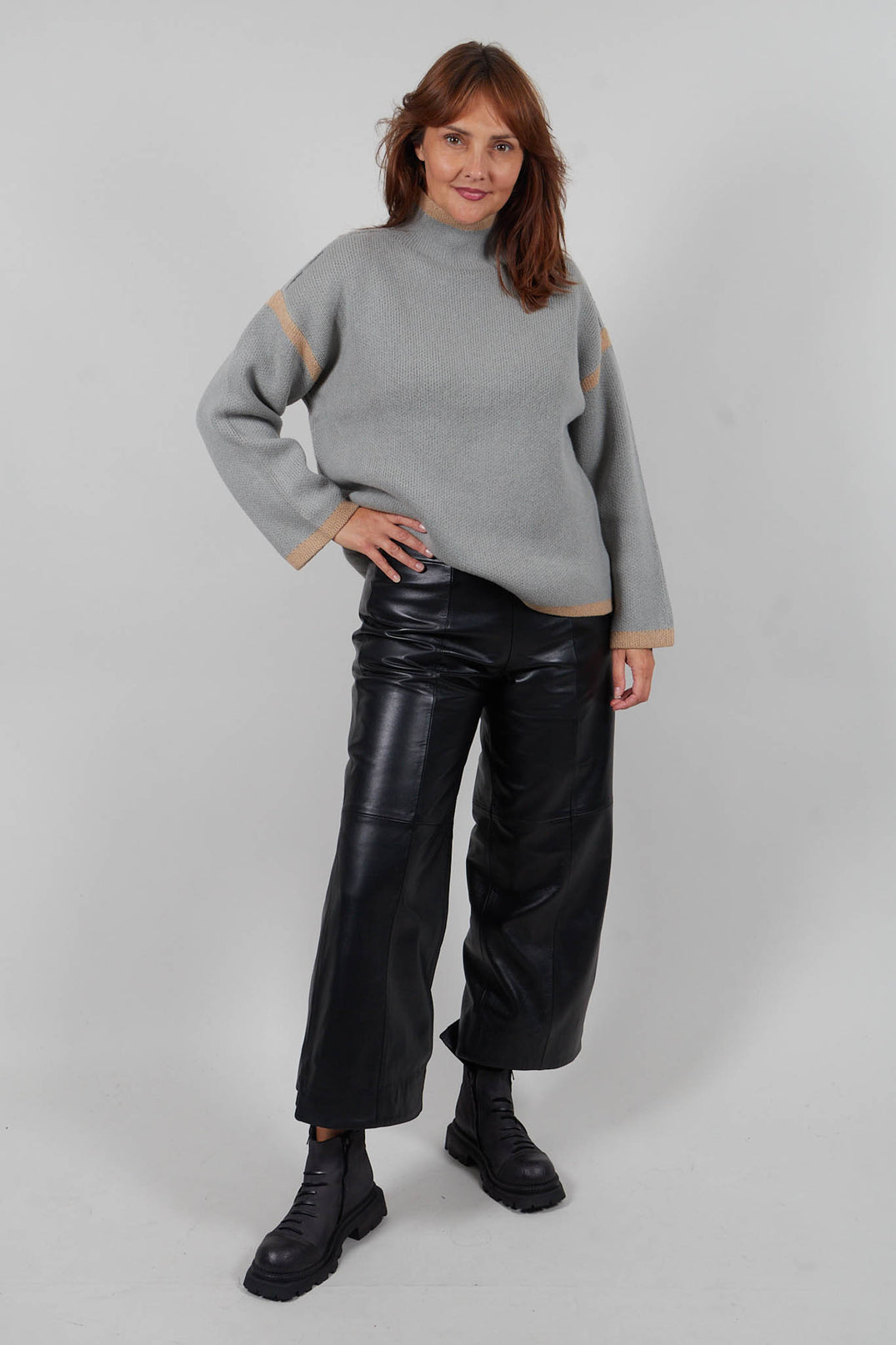 Leather Tux Trousers in Black