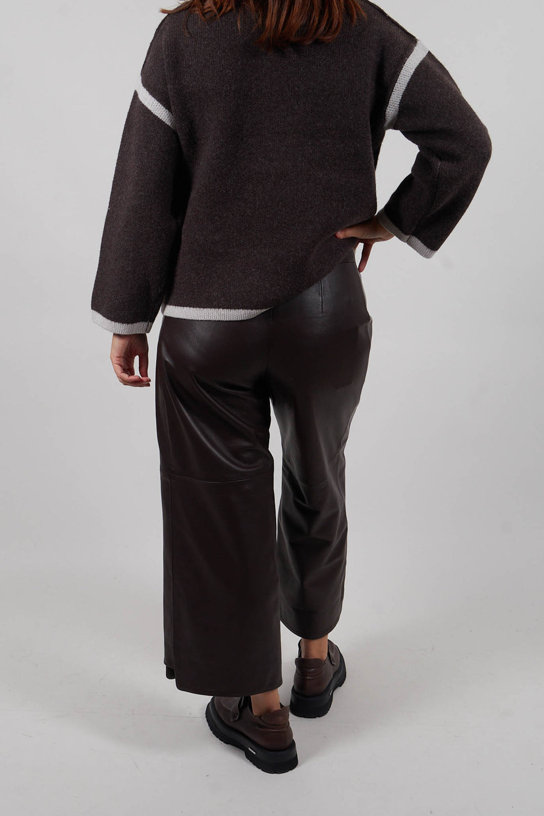 Leather Tux Trousers in Brown