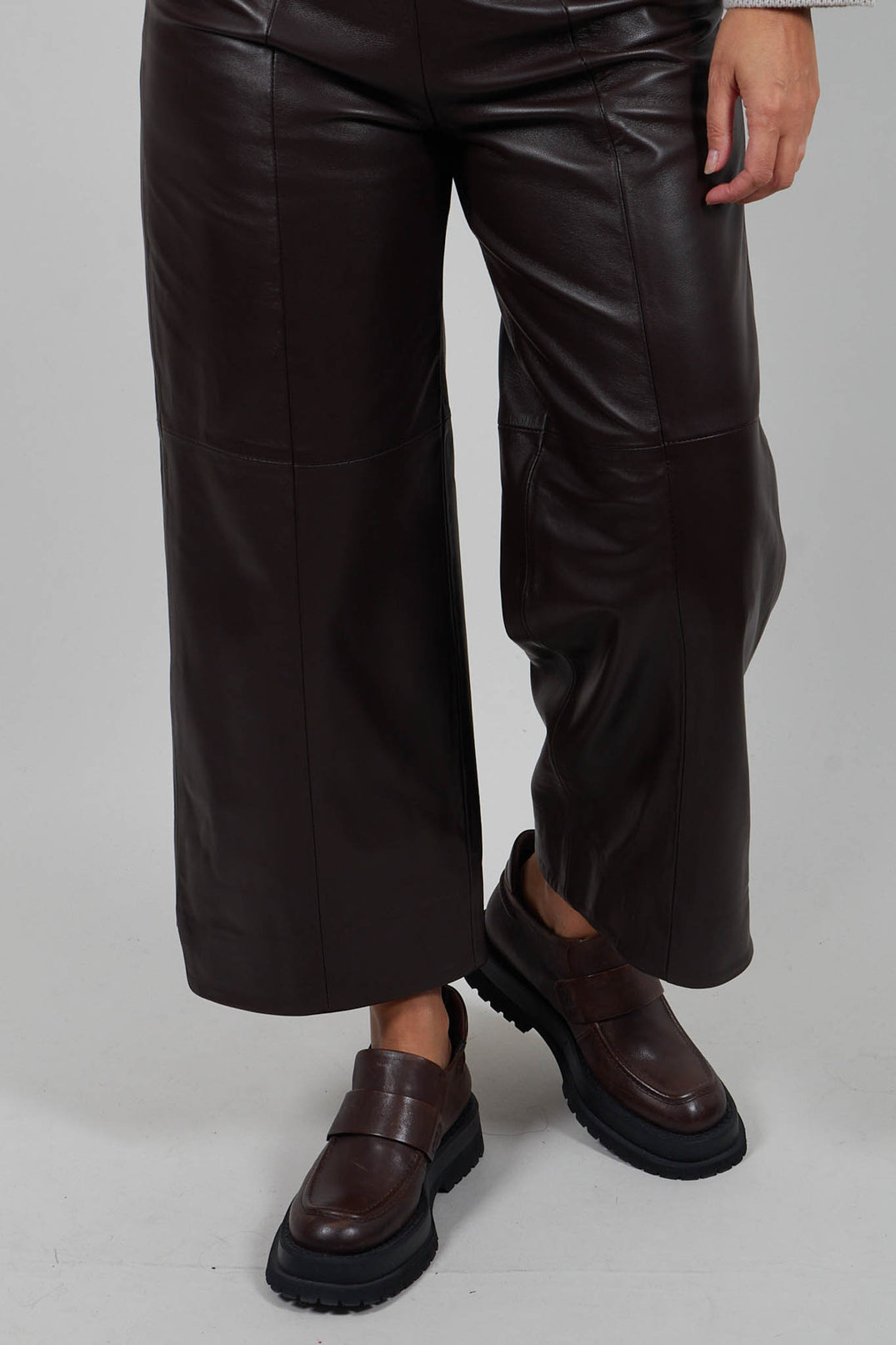 Leather Tux Trousers in Brown