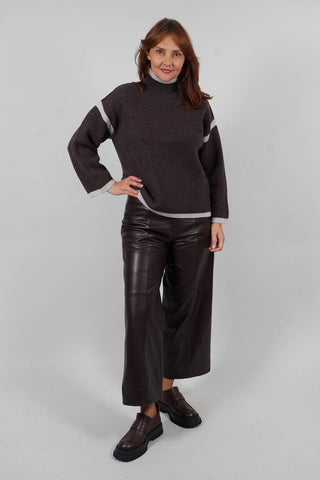 Leather Tux Trousers in Brown