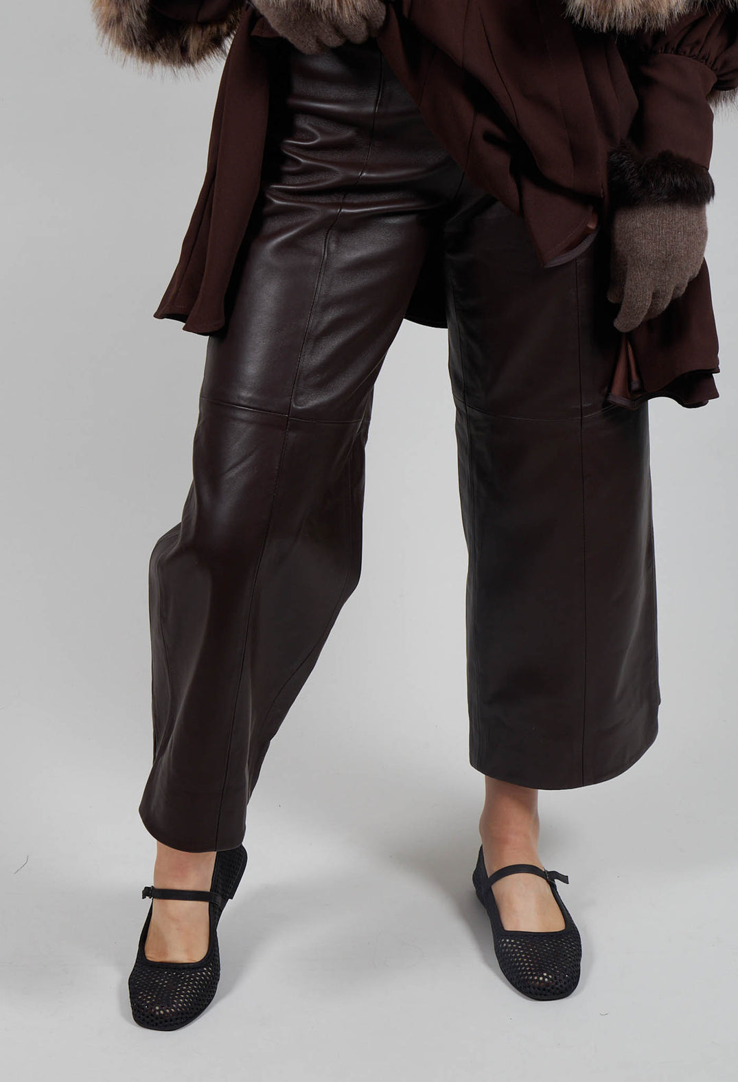 Leather Tux Trousers in Brown