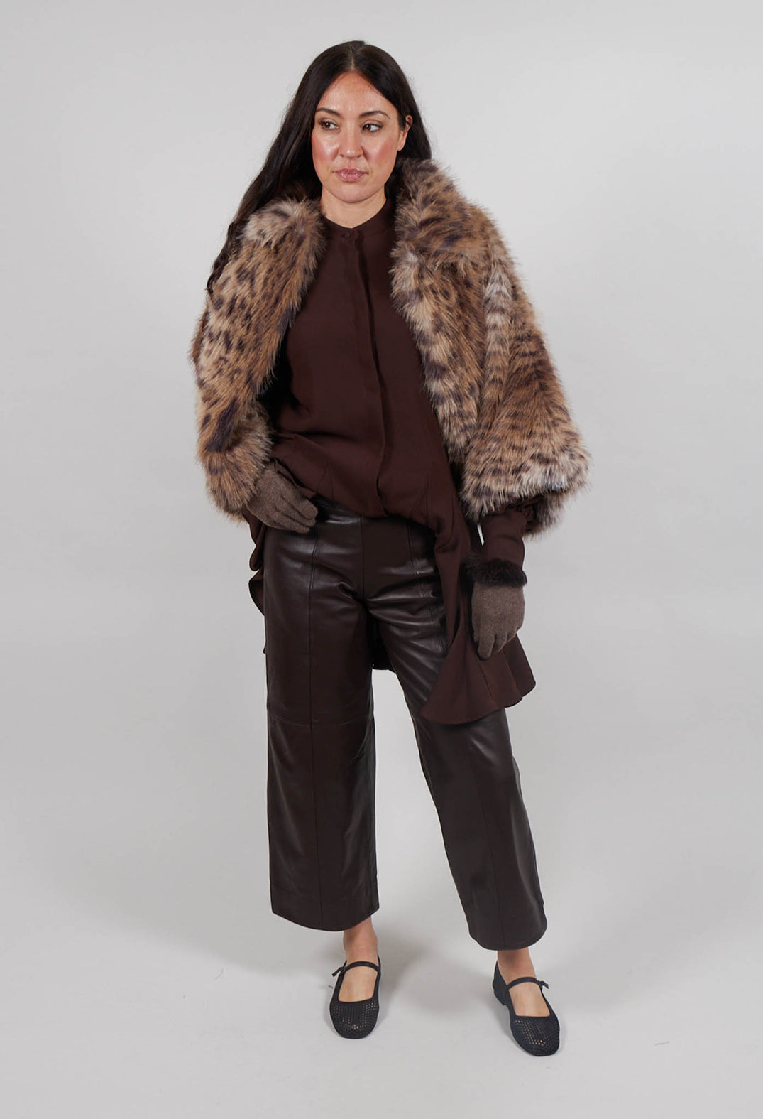 Leather Tux Trousers in Brown