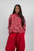 Collarless Check Shirt in Red