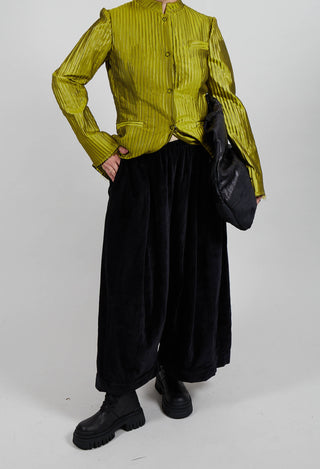 Velvet Wide Leg Drop Crotch Trouser in Black
