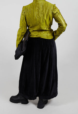 Velvet Wide Leg Drop Crotch Trouser in Black