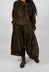Velvet Wide Leg Drop Crotch Trouser in Green