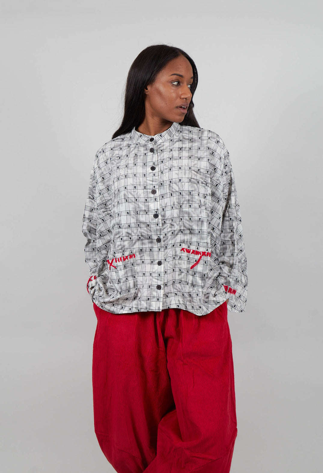 Lilo Collarless Shirt in White