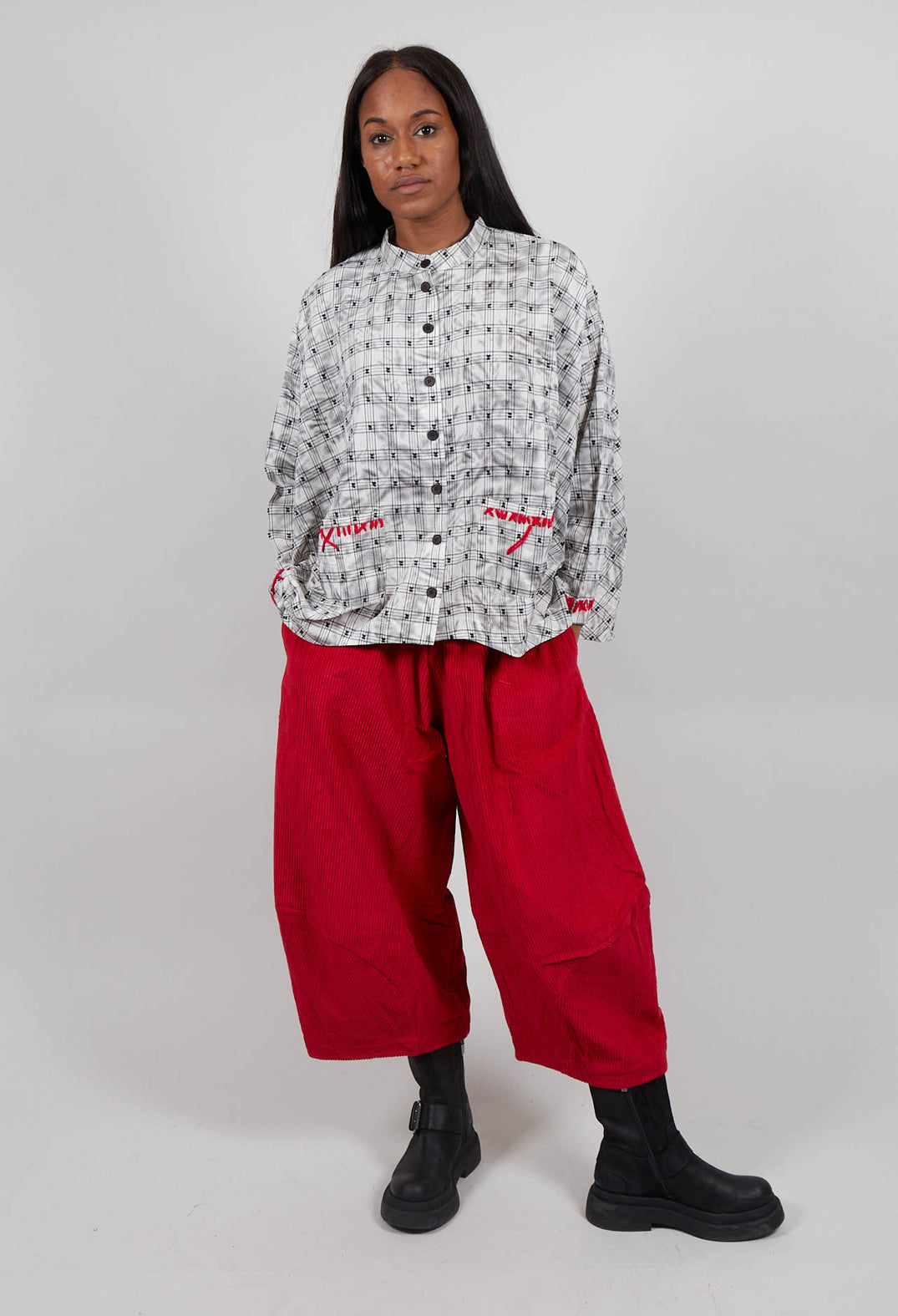 Lilo Collarless Shirt in White