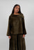 Velvet Cowl Neck Top in Green