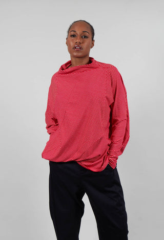 Striped Asymmetric Jumper in Red