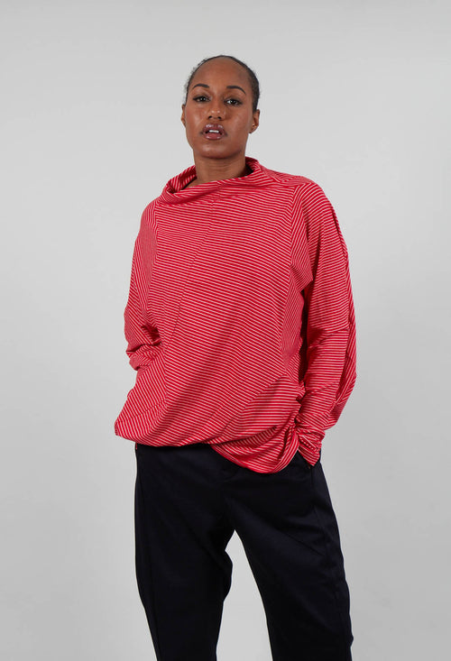 Striped Asymmetric Jumper in Red